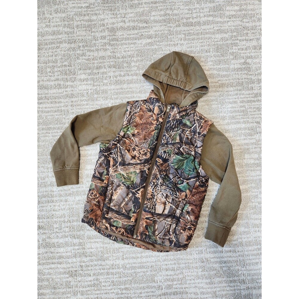 Cabela's Antler Creek youth camo hunting puffer jacket with hood size S